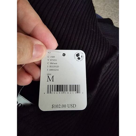 Anthropologie En Saison Fitted Maxime Midi Dress Puff Sleeves Black Size Medium - Picture 8 of 11